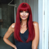 Ruby Red with Bangs Straight Long 28