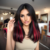 Black with Vibrant Red Highlights Straight Long 18