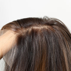 LaceFront Chocolate Brown with Caramel Highlights Layered Straight 20