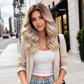 AuraTress MONO Dark Root Honey Blonde Medium Wavy 16