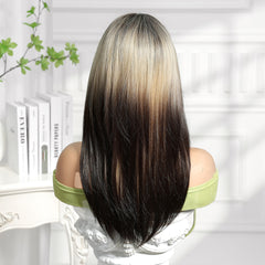 Ash Blonde Top to Dark Brown Ends Straight Long 21