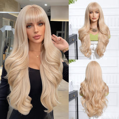 Champagne with Bangs Long Curly 26