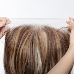 LaceFront Chocolate Brown with Beige Blonde Highlights Soft Waves 28