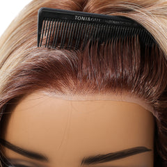 AuraTress MONO Blonde with Wine Red Roots Short Bob 10
