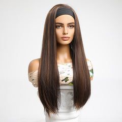 Chocolate Brown Highlighted Headband Straight 24
