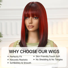 Ruby Red with Dark Ends Medium Straight 14