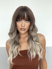 Dark Brown roots to light Blonde ends Wavy Long 22