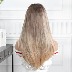 Light Brown Top to Blonde End with Bangs Curly 22