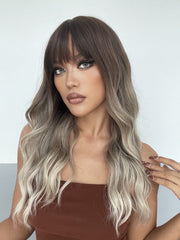 Dark Brown roots to light Blonde ends Wavy Long 22