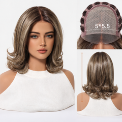 AuraTress MONO Rooted Mocha Blonde Feathered Bob 12