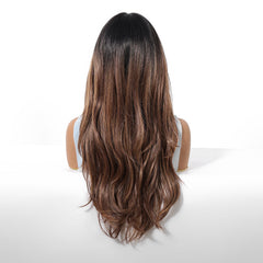 AuraTress Brown with Dark Root Long Curly 24