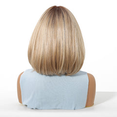 AuraTress MONO Blonde with Wine Red Roots Short Bob 10