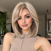 AuraTress MONO Sandy Beige Blonde Side Part Layered Bob 12