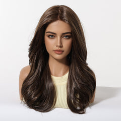 AuraTress MONO Dark Brown Long Layered Waves 22