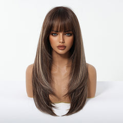 Smoky Brown Long Layered Wig 22