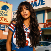 Dark Brown Long Loose Wave with Wispy Bangs 24