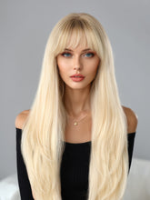 Platinum Blonde with Brown Roots Long Straight with Bangs 26