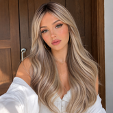 AuraTress MONO Dark Root Smoky Beige Blonde Long Layers 24