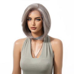 LaceFront Silver Ash Blonde Medium Layered Bob 10