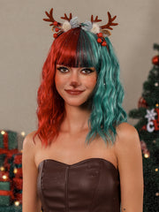 Red and Green Christmas Style Medium Wavy 14