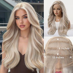 LaceFront Moonstone Blonde Long Layered Waves 22