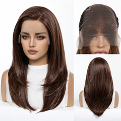 LaceFront Chocolate Brown Long Layered Straight 18