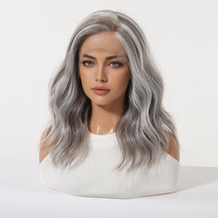 LaceFront Silver Ash Grey Medium Wavy 14"