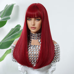 Ruby Red with Bangs Straight Long 28