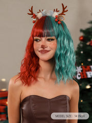 Red and Green Christmas Style Medium Wavy 14