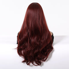 Wine Red with Bangs Long Curly 26