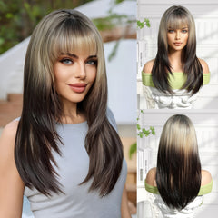 Ash Blonde Top to Dark Brown Ends Straight Long 21
