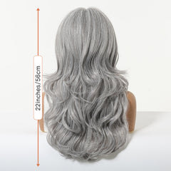 Icy Silver Glam Waves Wig with Airy Bangs 20