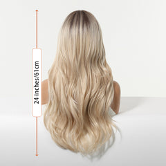 Rooted Champagne Blonde Long Wavy Hair 24