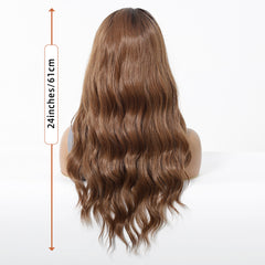 LaceFront Light Brown with Dark Roots Long Wavy 24