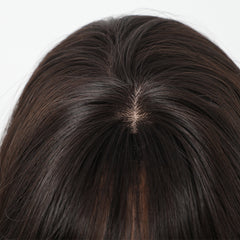 Dark Brown with Bangs Long Curly 24