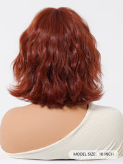 Copper Red Bob-Style Wavy with Bangs Medium 10