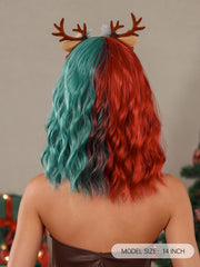 Red and Green Christmas Style Medium Wavy 14