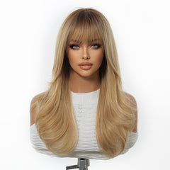 Honey Blonde Layered Wig with Airy Bangs 22