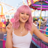 Pastel Pink Short Wavy Bob 12