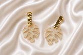 Pearl Leaf Charm Earrings