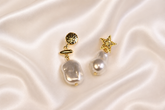 Celestial Pearl Mismatch Earrings