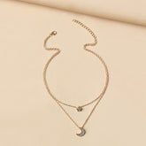 Moon & Star Necklace-Gold
