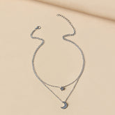 Moon & Star Necklace-Silver