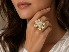 Gold Blossom Pearl Ring