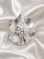 Silver Blossom Pearl Ring