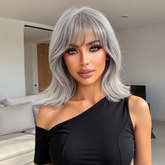 Silver Frost Layered Bob with Wispy Bangs 10