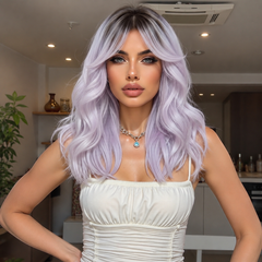 Moonlit Lavender Wavy Wig with Shadow Root 20