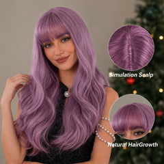 Dusty Lavender Pink Long Wavy Wig 24