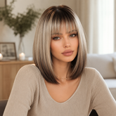 Chic Ombre with Bangs Bob-Style Medium 12
