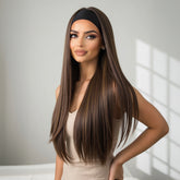 Chocolate Brown Highlighted Headband Straight 28